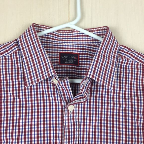 UNTUCKit Men Office Plaid Button Up Long Sleeve Shirt Cotton XL Extra Large - Picture 3 of 12